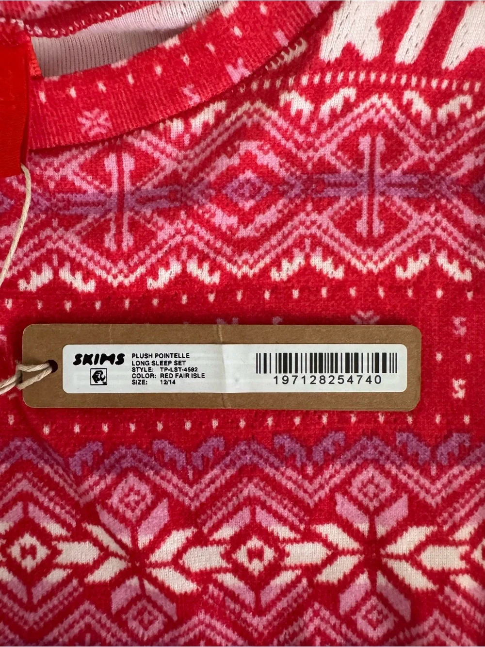 SKIMS Kids Red Fair Isle Pajama Set